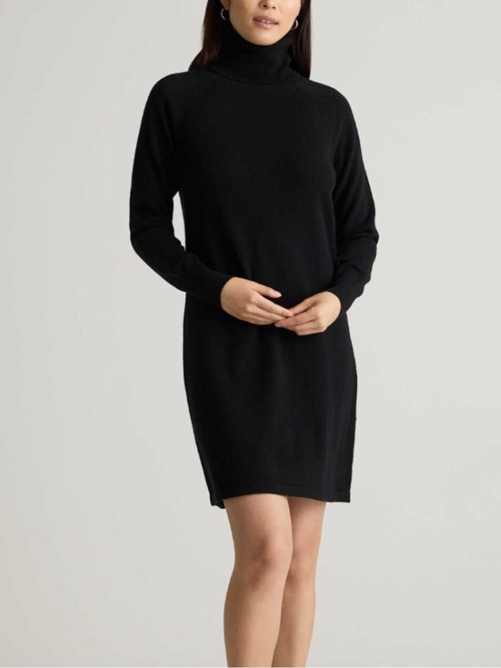 Quince 100% Cashmere Turtleneck Sweater Dress - Black - Size S